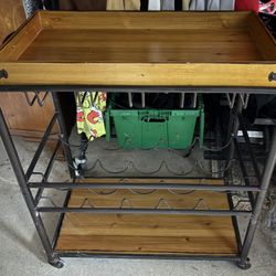 Bar Cart With Wheels And Removable Tray