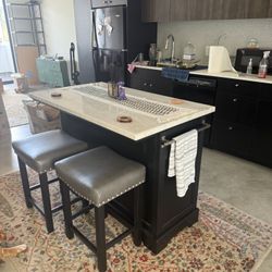 Mantello Marble Top Kitchen Island Set