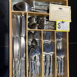 Pewter Flatware With Tray