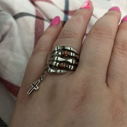 925 Solid Sterling Silver Skull Skeleton Hand Mens Gothic Ring Jewelry