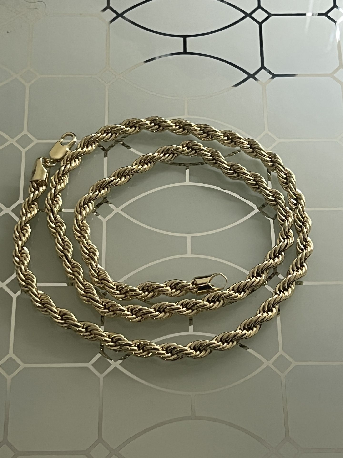 Rope Gold Plated Chain Necklace 24” 22” 18” 6mm