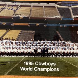 NFL 1995 Dallas Cowboys  Superbowl Champions Photo Signed by #18 Chris Boniol