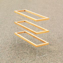 Handmade Floating Shoe Rack with Solid Wood and Acrylic Glass