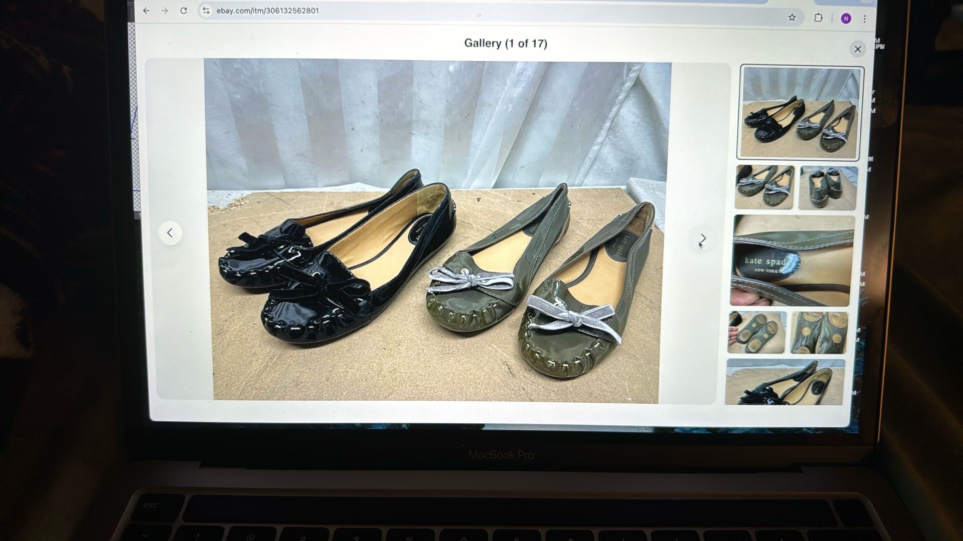 Two Pairs of Kate Spade Women’s Flats Size 6M Black & Gray