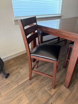 Dining table with chairs and bench