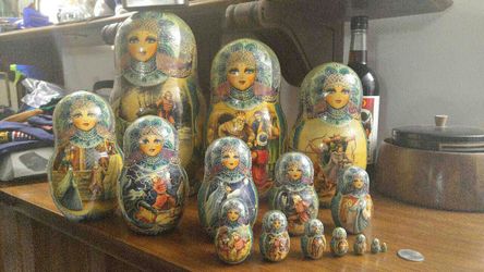 15 Vintage Hand Painted (Signed by the Artist)  Russian Matryoshka Dolls!1 Of 1!c