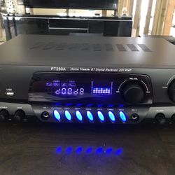 Pyle PT260A 200W 8-Ohm Home Digital AM FM Stereo Receiver Theater Audio, Black