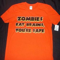 NWT Men's "Zombies Eat Brains, You're Safe" T-Shirt Medium
