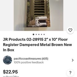 2x10 Floor Register Dampered Metal 