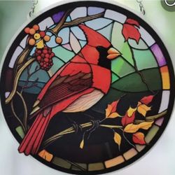 RED CARDINAL ACRYLIC 6" EYECATCHING SUNCATCHER  HOME ACCENT DECOR GARDEN