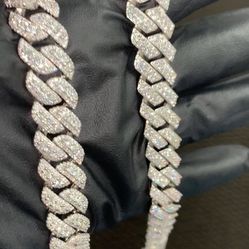 925 Silver Moissanite Diamond Cuban Bracelets 