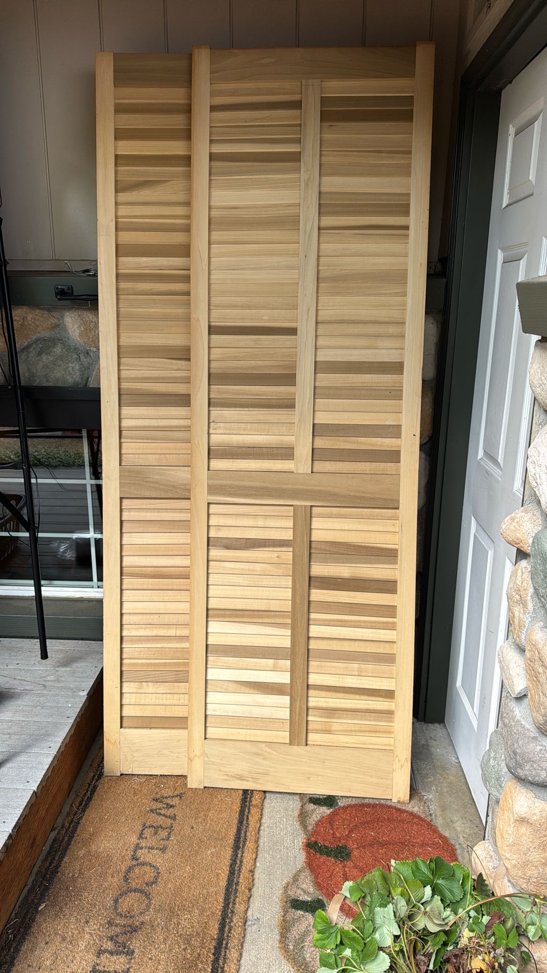 Wooden Louver Doors Set Of 3 85"x27"x1.5" Unfinished