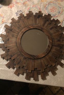 Round wooden mirror
