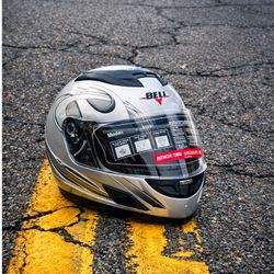 Brand New Silver Full-Face Motorcycle Helmet – $75
