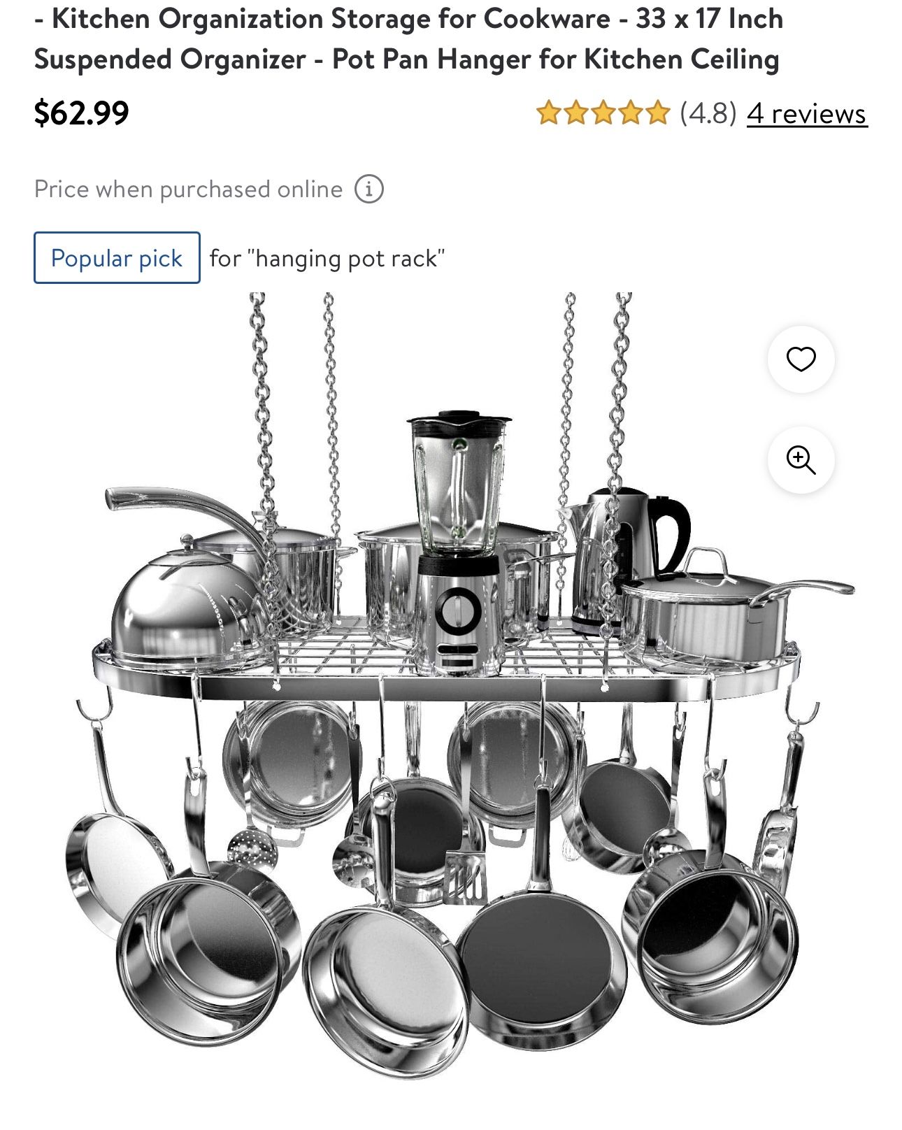 new ceiling pot rack