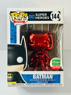 Funko Pop! DC Super Heroes Batman #144 Red Chrome Funko Shop Exclusive LE New