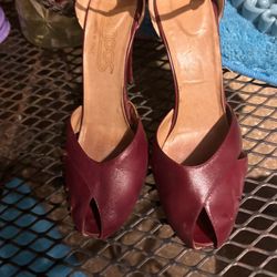 Red Size 9 Vintage Heels By Tempos