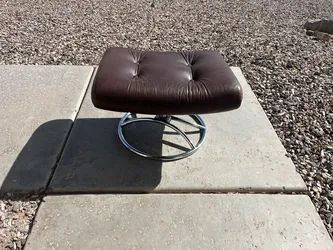 Ekornes Stressless Vintage Brown Leather Chrome Frame Ottoman PHOENIX 85048