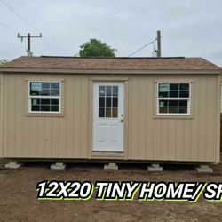 12x20 Tiny home /Gable shed shell included features: 1 insulated house door, 2  (3x3) double glass windows , 2 free shelves (description for more !) 