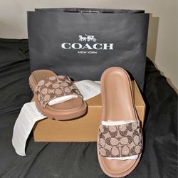 COACH brynn crystal signature jacquard slides