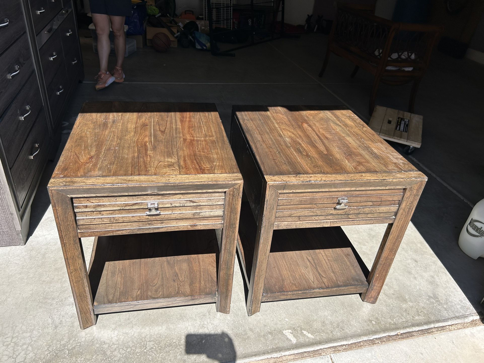 2 Brown Wood End Tables