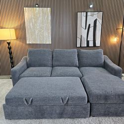 LIKE NEW - Coddle Aria Fabric Sleeper Sofa Reversible Chaise, Storage