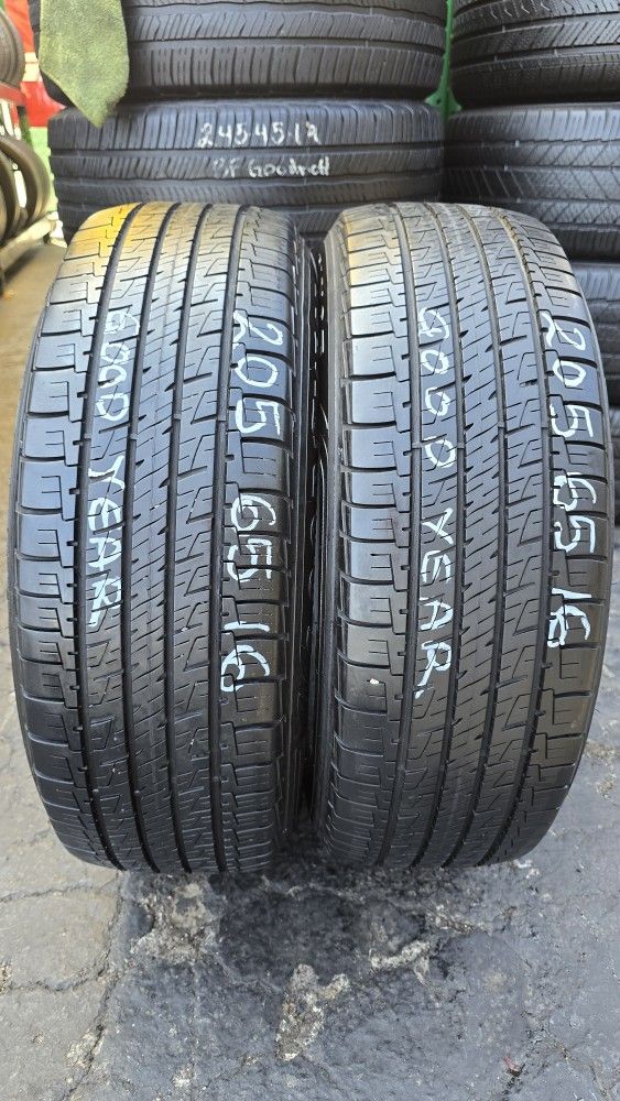 2 USED TIRES 205/65/16 GOOD YEAR ASSURANCE maxlife w/80% Thread Both Installed and Balanced $120 ($60 each)