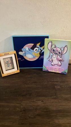Disney Stitch Room Decor Bundle – Clock, Canvas & Wall Art