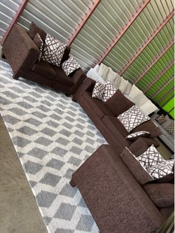 Brown 3pc sofa couch set (DELIVERY AVAILABLE)