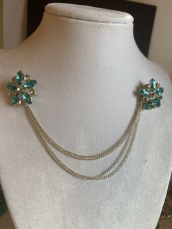 Sterling double brooch with sparkly rhinestone