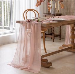 Blush Pink Sheer Gauze Table Runner (20 covers)