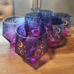 Set of 6 Witchy/Halloween Glass Cups