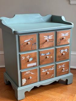 Solid wood decorated nightstand side table