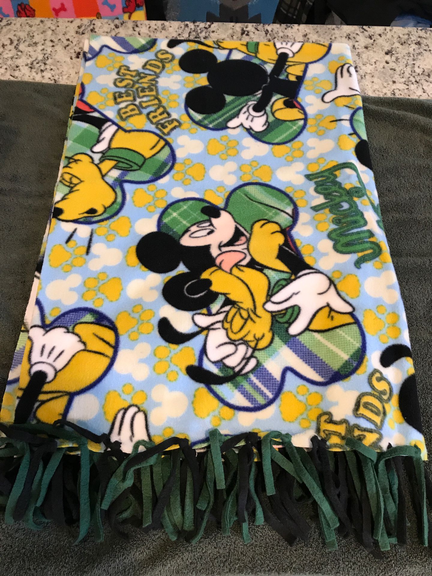 Handcrafted fleece blanket 3’ x 5’ Mickey and Pluto