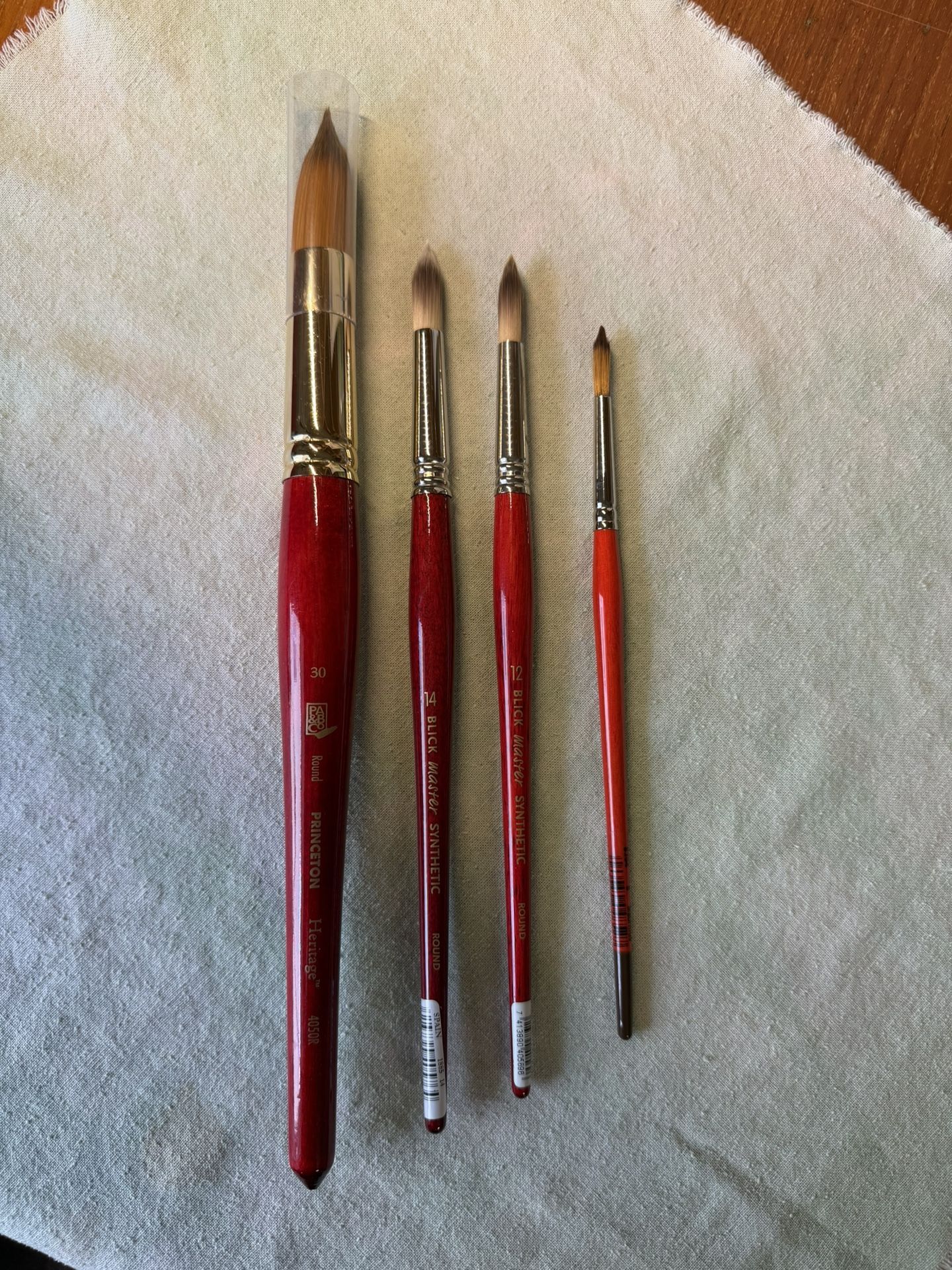 #4 Brushes/Princeton Heritage, Series 4050, Synthetic Sable Paint Brush for Watercolor, Round,30, Blick Master 14, 12, Raphael 6, # Brand New