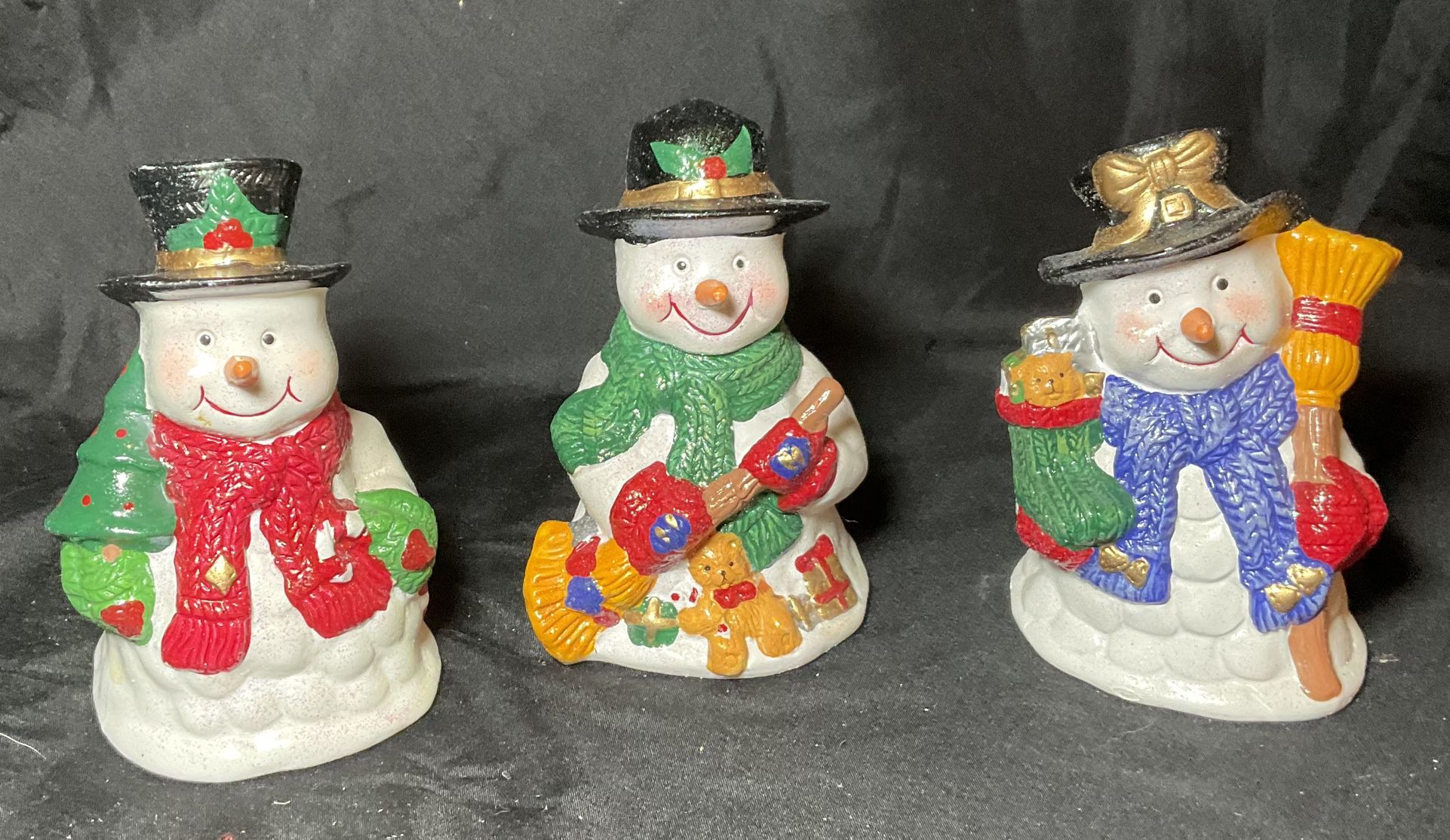 Happy Snowman Christmas Figurines Set Of 3