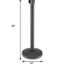 (6) Uline Black Crowd Control Posts with Retractable Belt