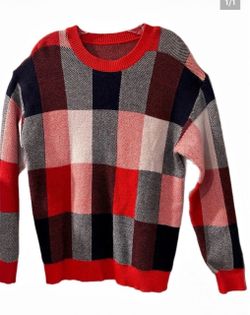 Boden Ariadne Wool Blend Sweater - Multi Gingham (K1328-RED)