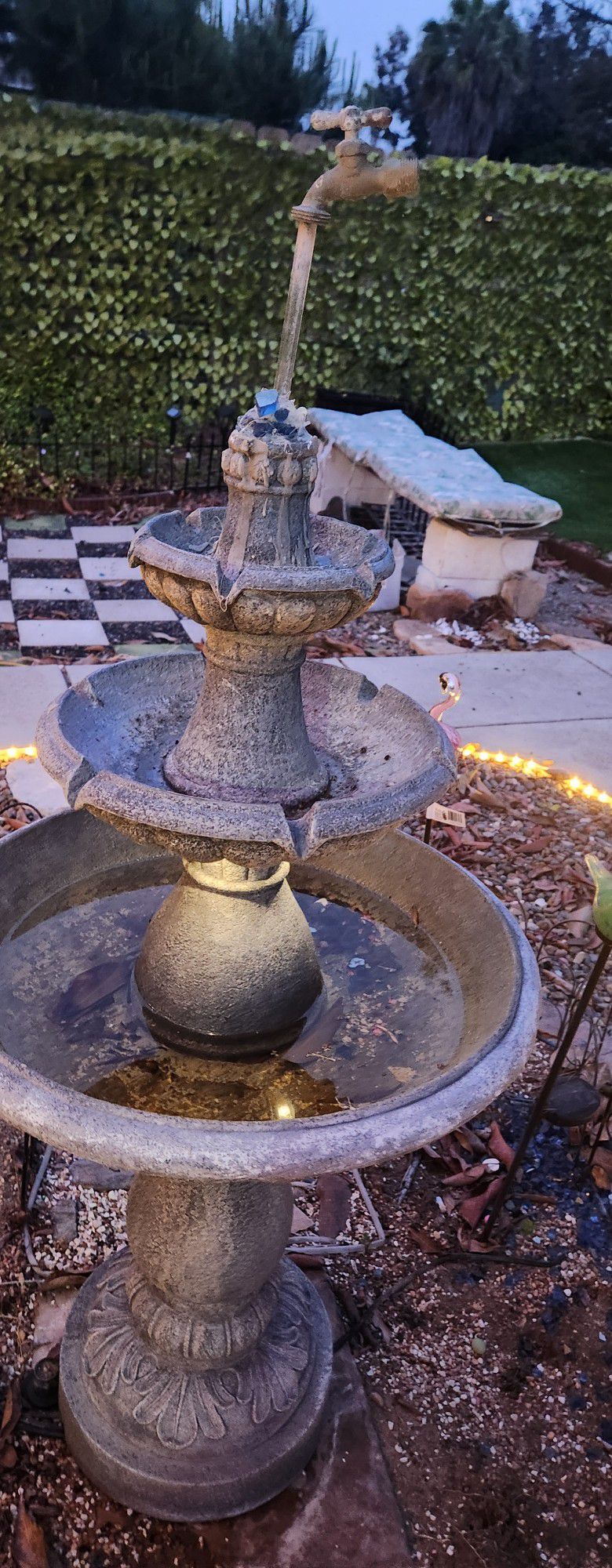 Faux Stone Resin Fountain With Fliating Water Spout