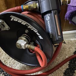 Rapid-Reel industrial air hose reel equipped with a Norgren pneumatic