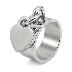 Stainless steel engraveable heart ring