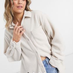 Asos Womens Cream Sherpa Jacket 