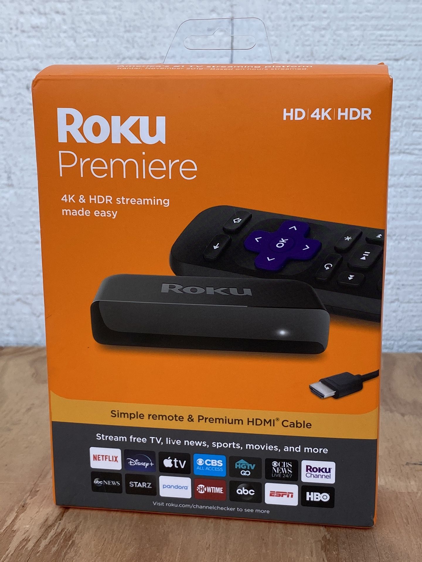 Roku Premiere 3920R 4K HDR 60fps Streaming Player, Black NEW!