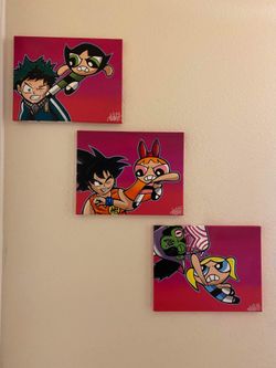 90s mixed Pop art acrylic painting 11x14