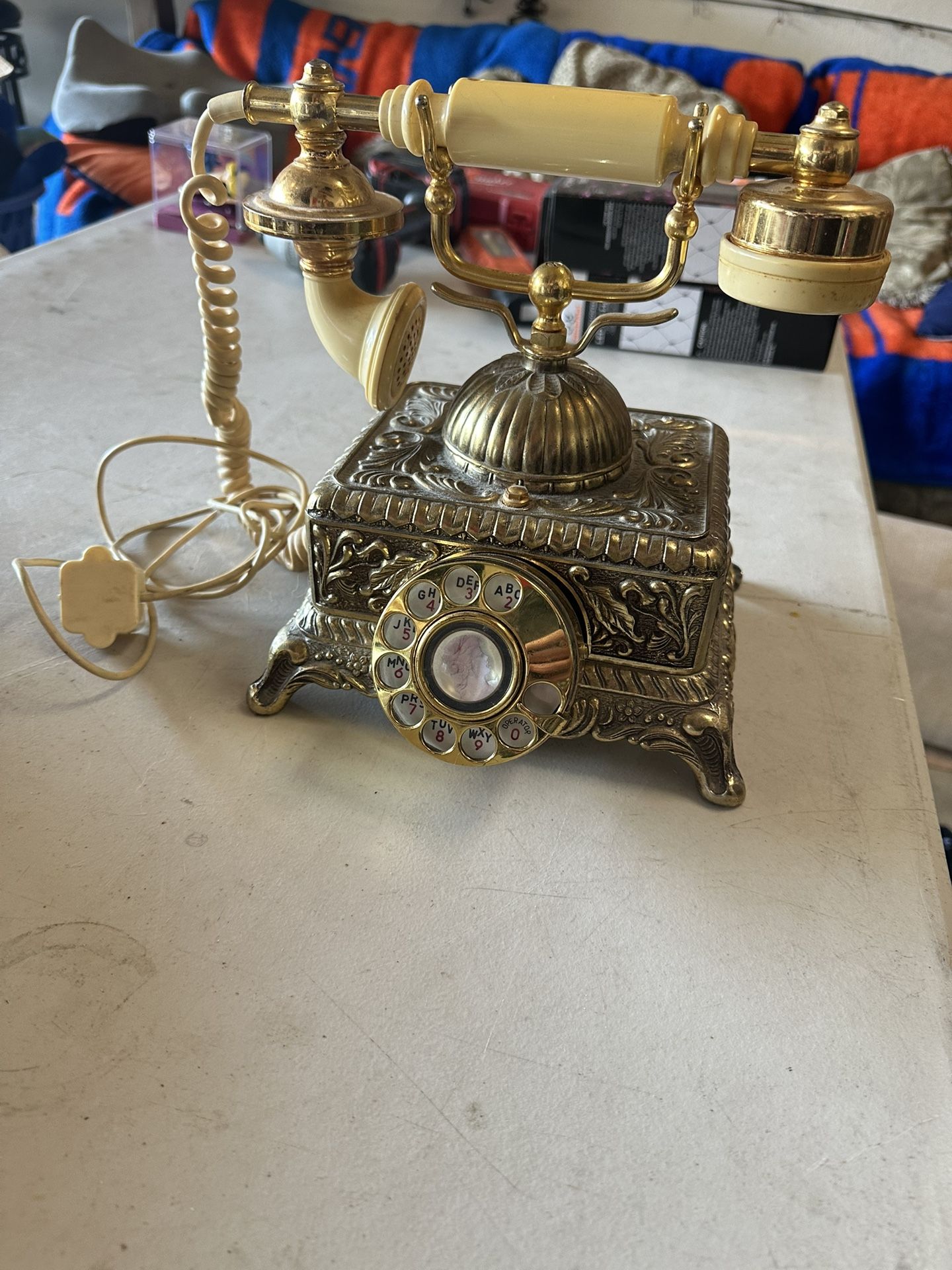 Vintage Radio Shack Rotary Telephone Ornate Victorian Baroque Monarch Brass/Gold