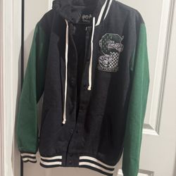Harry Potter Slytherin Black and Green Varsity Jacket Size Small