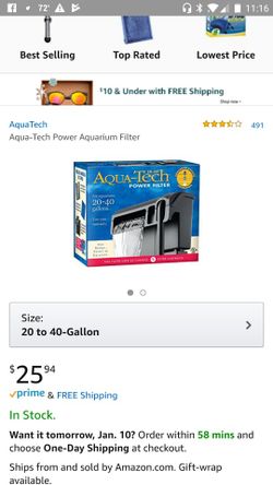 Aquarium filter for 20-40 gallon tank