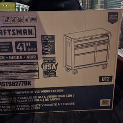 CRAFTSMAN S2000 Series 41-in L x 37.5-in H 7-Drawers Rolling Black Butcher Block Portable Work Bench