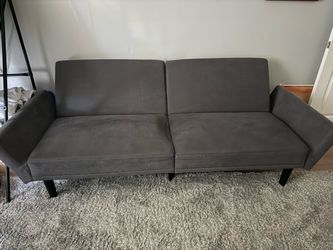 Gray Fabric Futon Sofa Sleeper