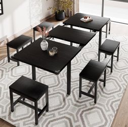 Extendable Dining Table with 6 stools
